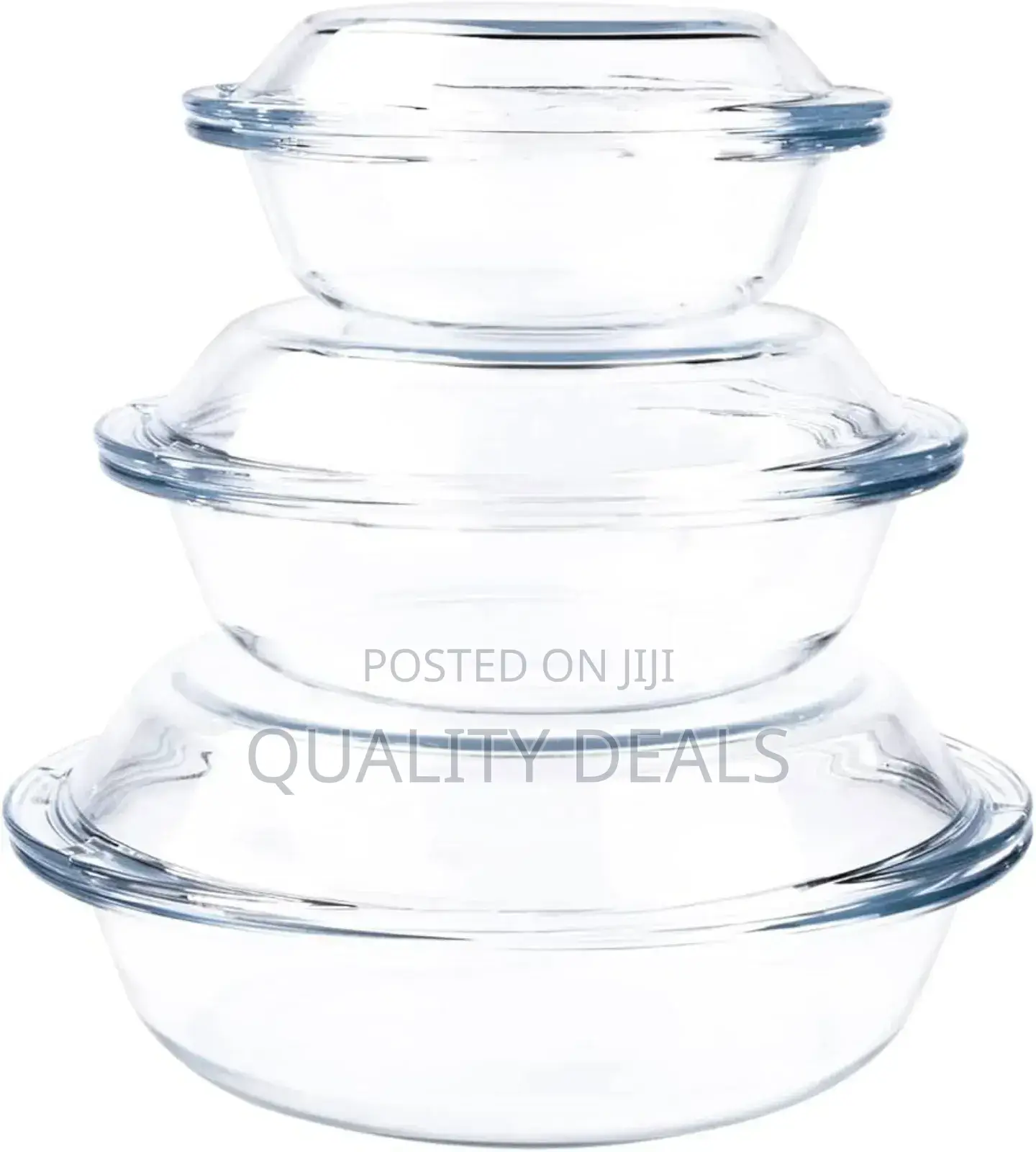 3 Pieces Round Glass Casserole Baking Dishes