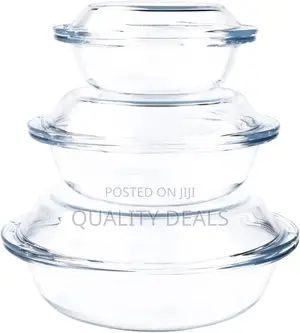 3 Pieces Round Glass Casserole Baking Dishes