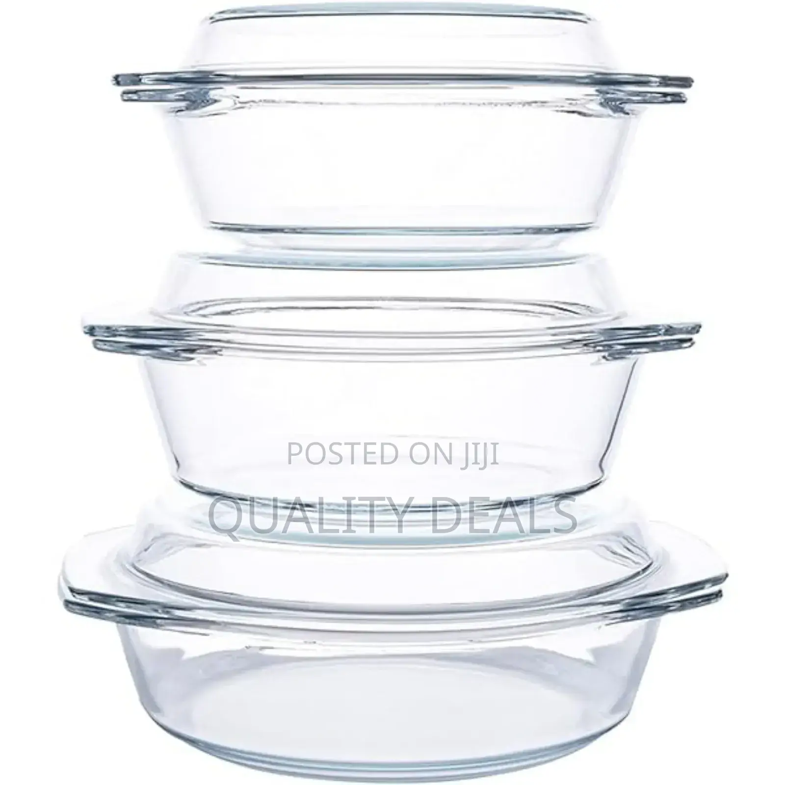 3 Pieces Round Glass Casserole Baking Dishes