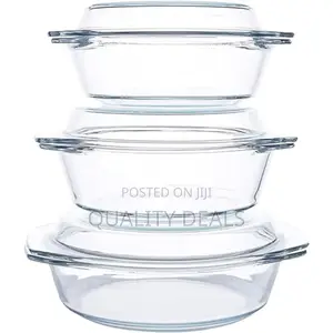 3 Pieces Round Glass Casserole Baking Dishes