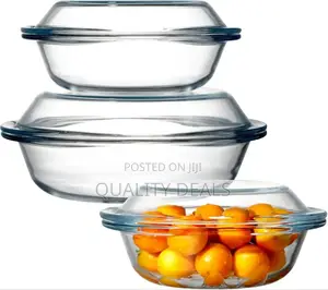 3 Pieces Round Glass Casserole Baking Dishes