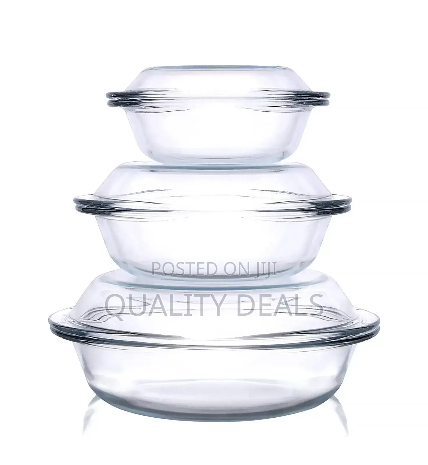 3 Pieces Round Glass Casserole Baking Dishes