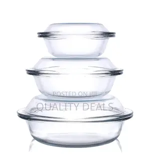 3 Pieces Round Glass Casserole Baking Dishes