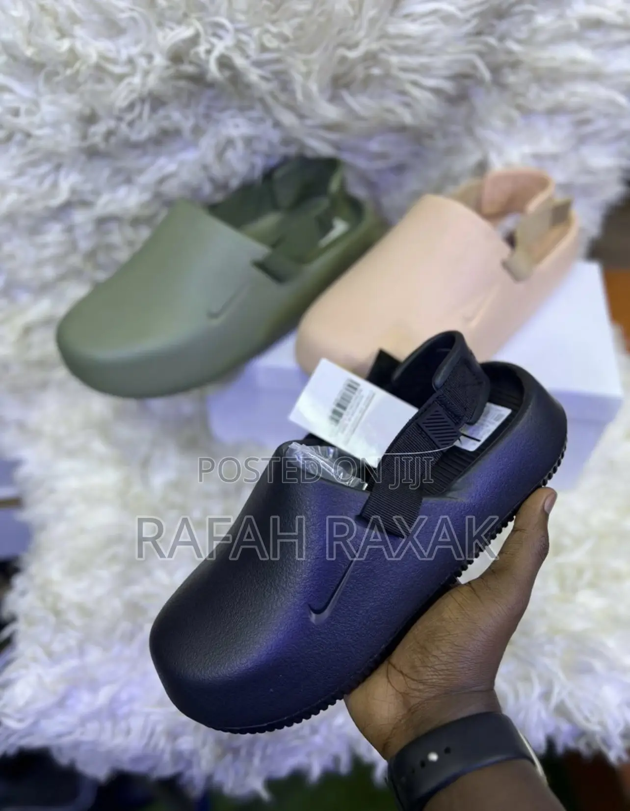 Original Triple Black Nike Calm Mule Rubber Sandals
