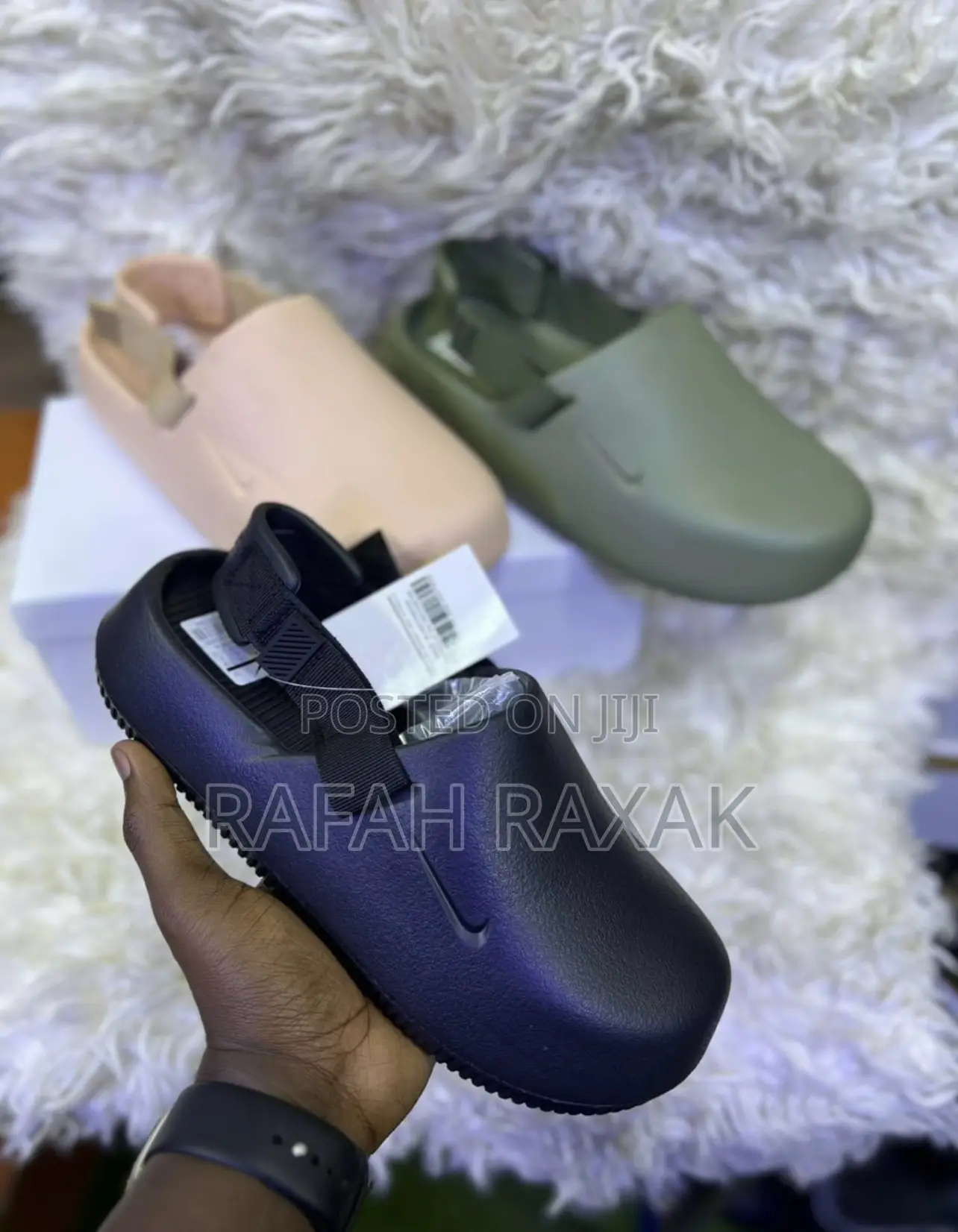 Original Triple Black Nike Calm Mule Rubber Sandals