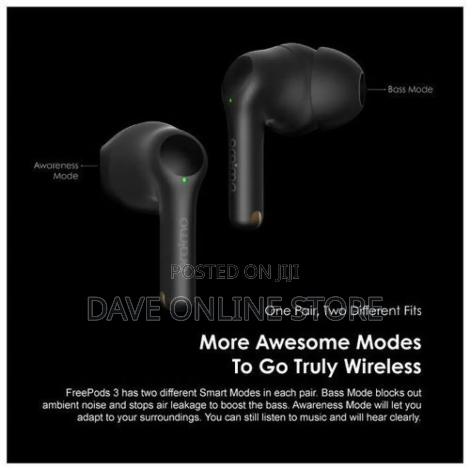 Oraimo Freepods 3c True Wireless Earbuds - Black