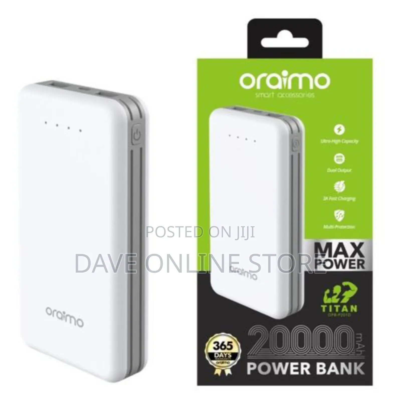 Oraimo Fast-Charging 20,000mah Power Bank, Ultra-Slim -