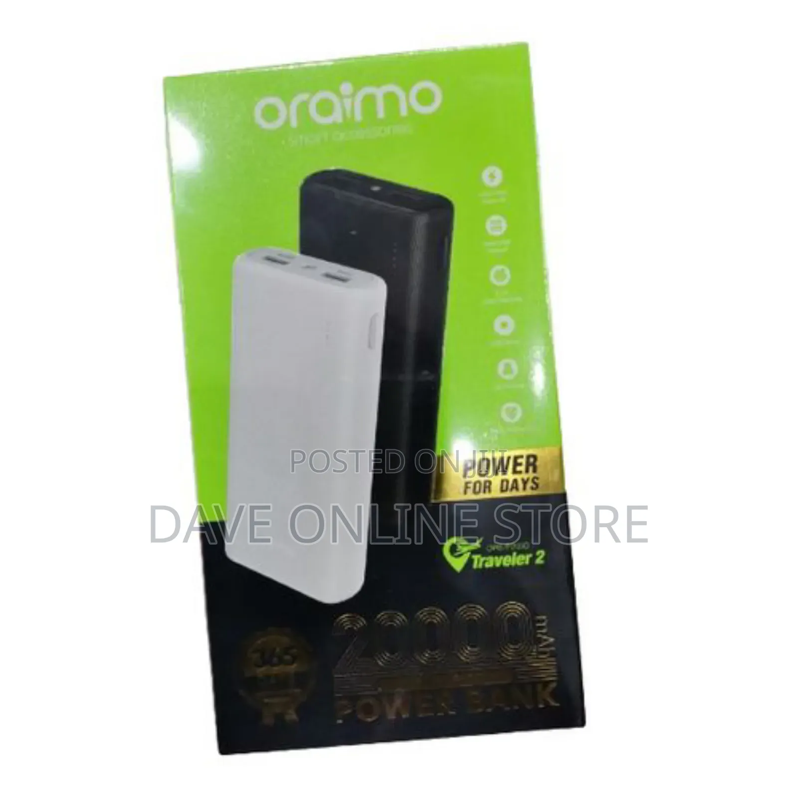 Oraimo Fast-Charging 20,000mah Power Bank, Ultra-Slim -