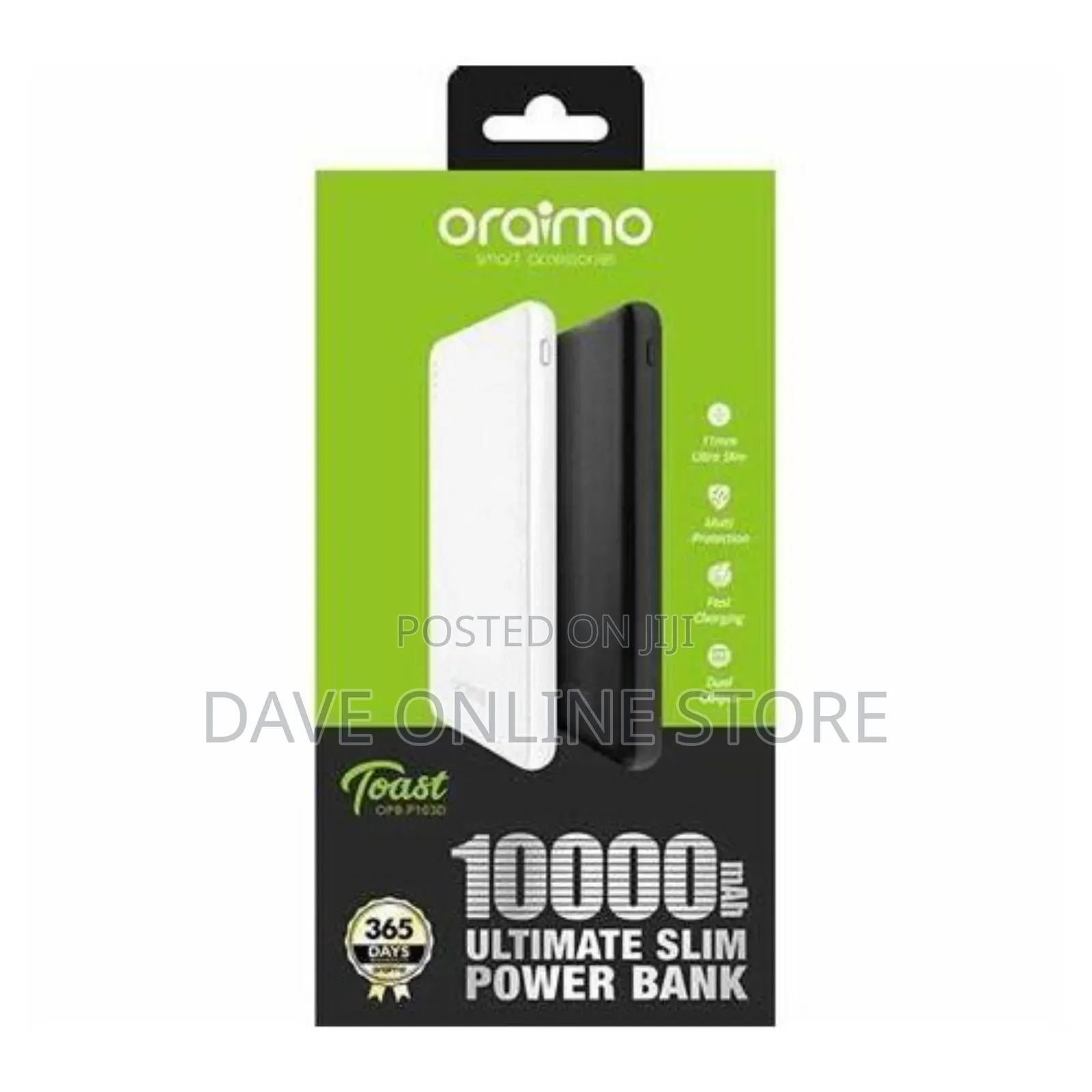 Oraimo Fast-Charging 10,000mah Power Bank, Ultra-Slim