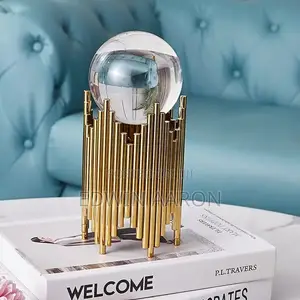 Glass Crystal Decor Ball With Golden Stand