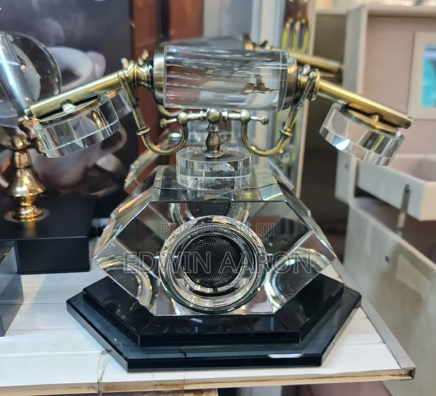 Vintage Glass Crystal Decor Telephone