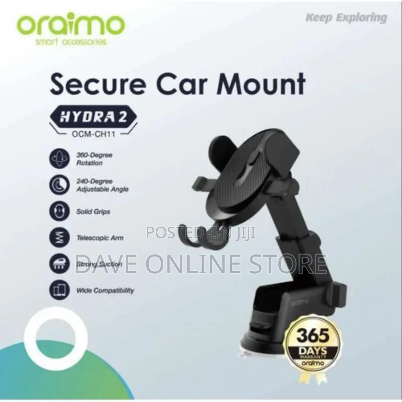 Oraimo Hydra 3 Car Mount Mobile Holder OCM-12 - Black