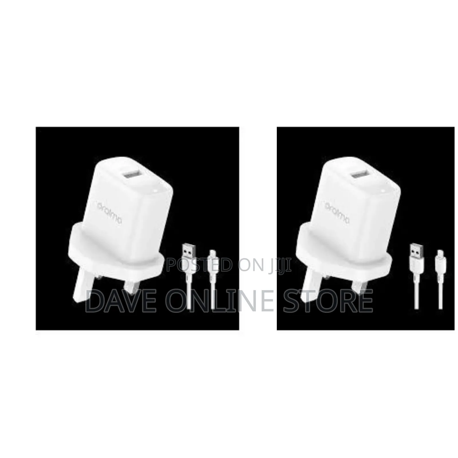 Oraimo U66s+M53. Compact 2a Fast Charger- WHITE/ BLACK