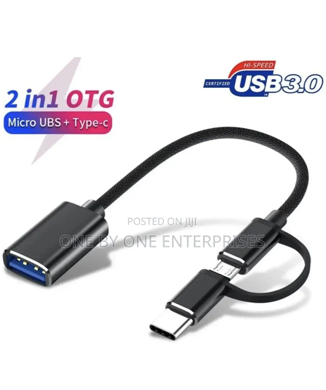 - 2 in 1 USB Female to Micro USB and Type C Male Adapter