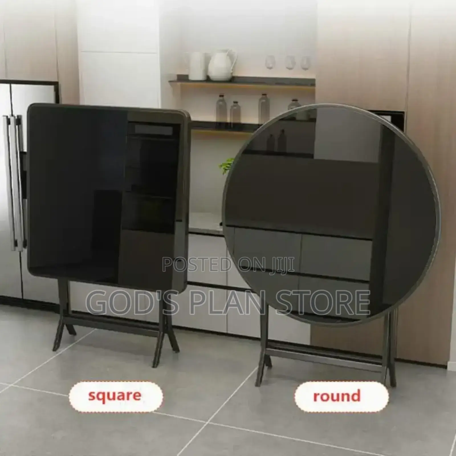 Square and Round Glass Table