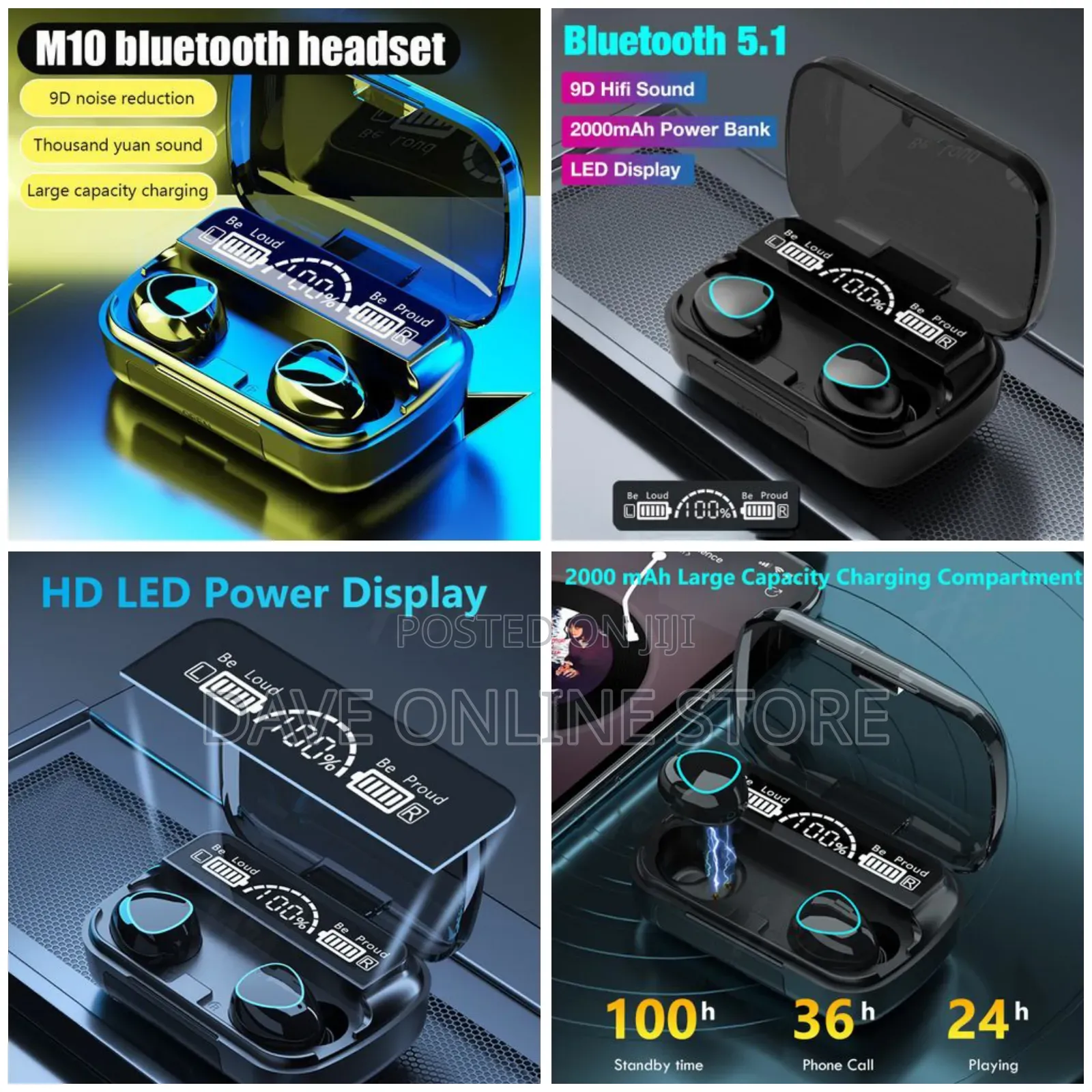 Wireless Bluetooth Earphones Waterproof Headset Hifi Stereo