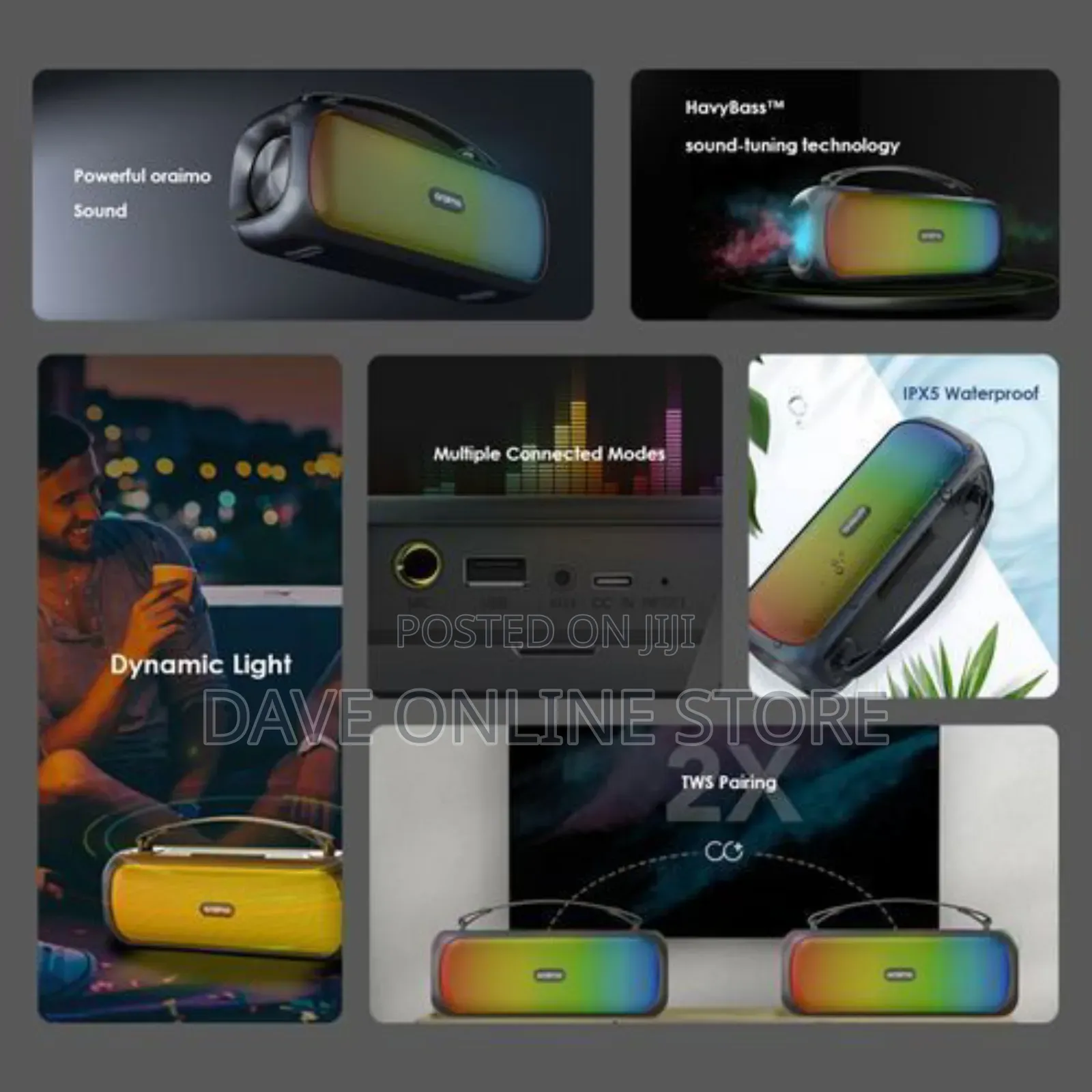 Oraimo Boom Powerful Sound Masive Bass Dynamic Light Speaker