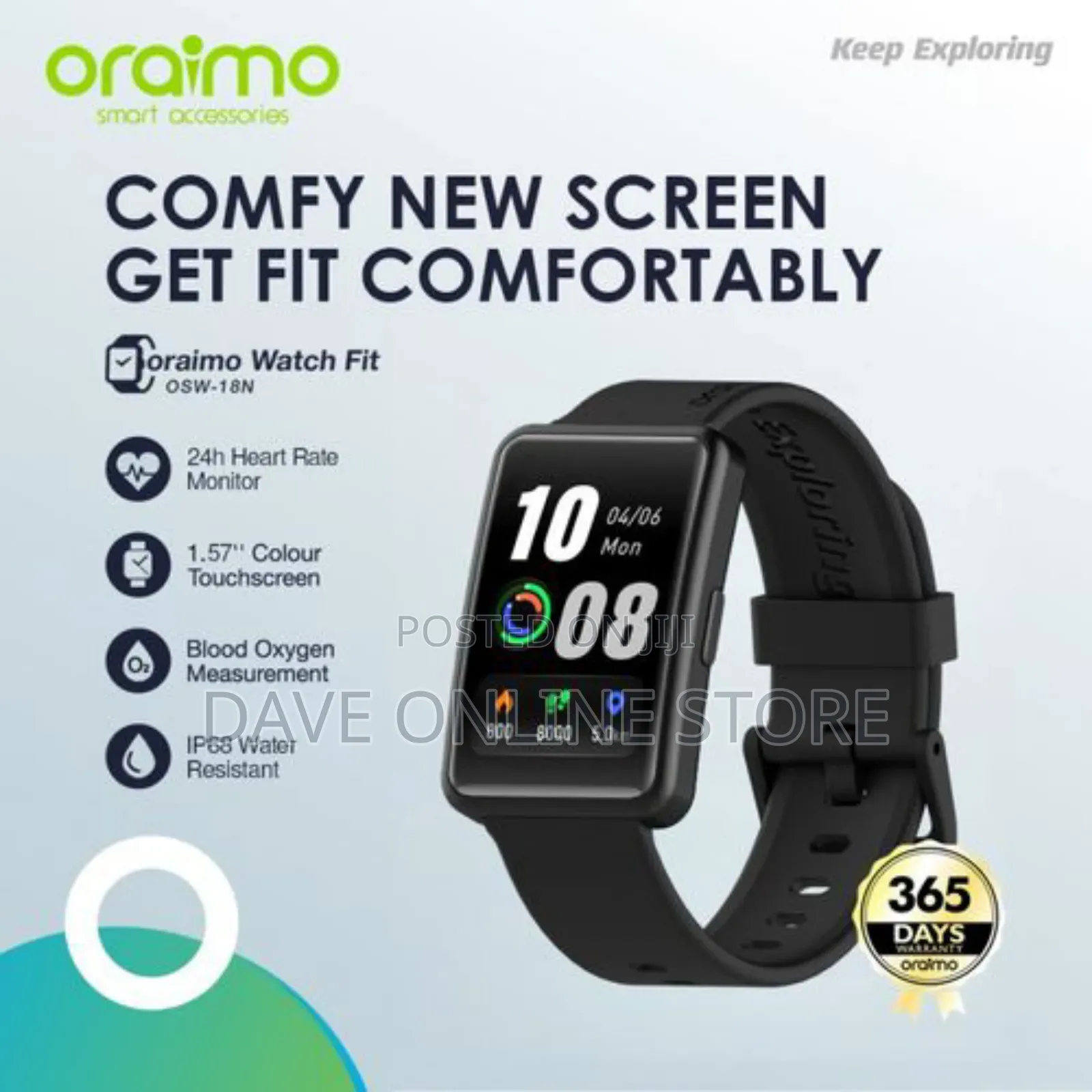 Oraimo Watch Fit OSW-18N 1.57" IPS Screen Waterproof Watch