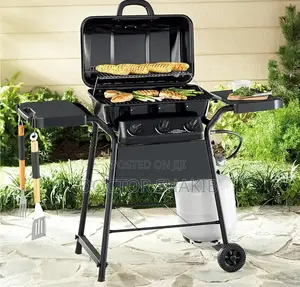 3 Burner Gass BBQ Adjustable Smokeless Trolley Grill