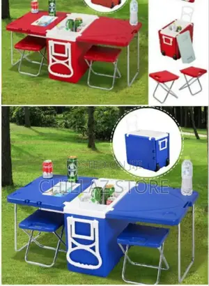 Foldable Camping Table With Cooler Box