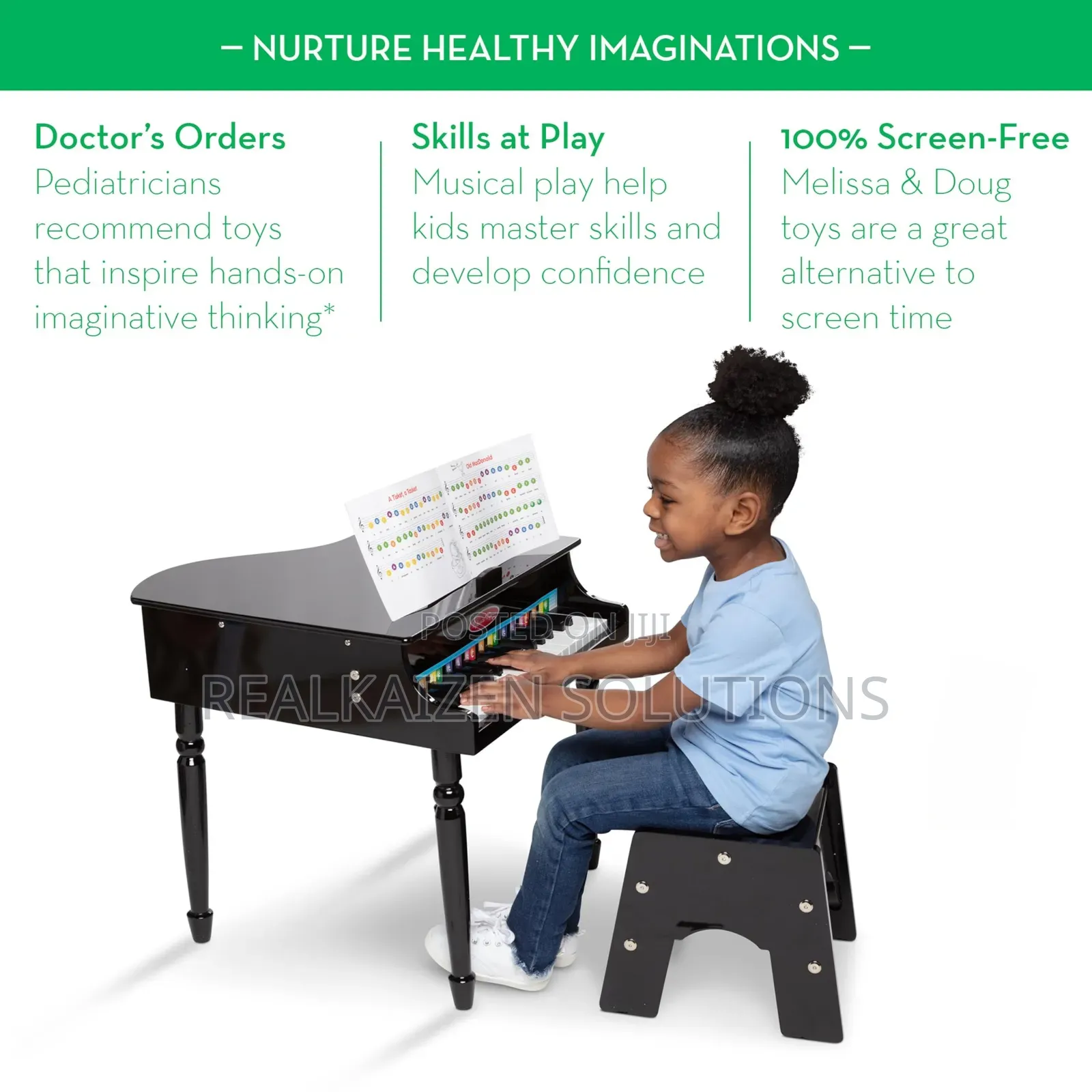 MELISSA & DOUG Learn Play Classic Grand Piano 30keys|Table