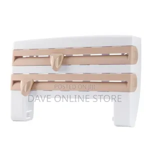 4 in 1 Cling Film, Paper Towel Foil Cutter, Holder, Cream.