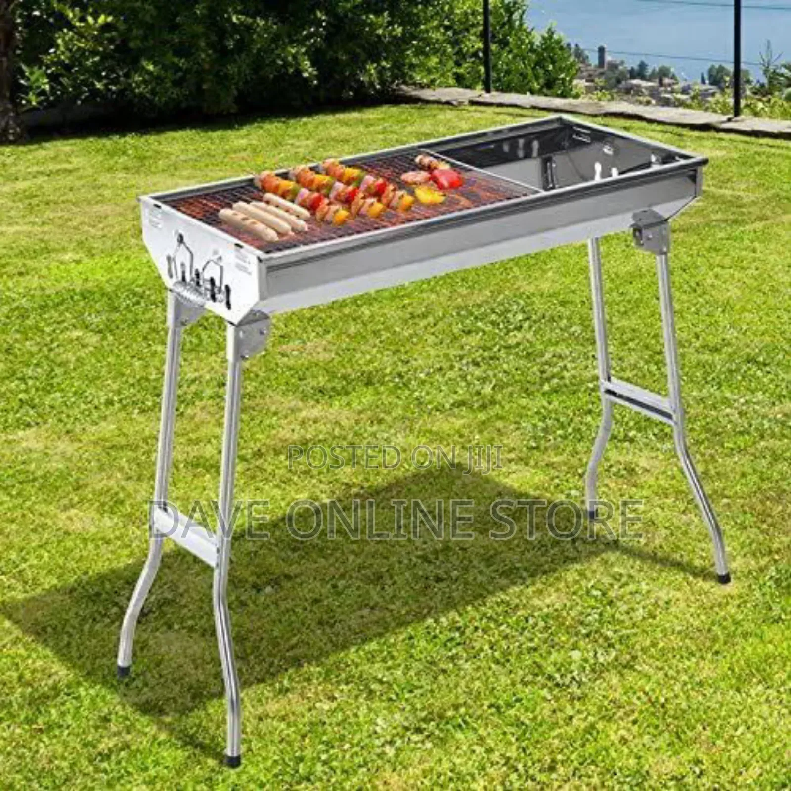 Portable Folding Stainless Steel Charcoal BBQ Grill Smoker,