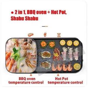 2 In1electric Baking Pan, Cooking Soup Hot Pot BBQ Grill