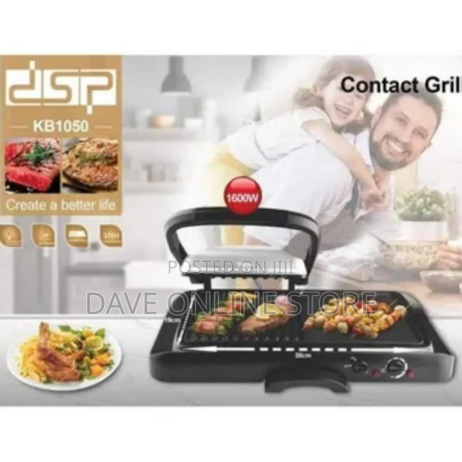 DSP 2 In1 Ielectric Grill Portable Nonstick Barbecue Press