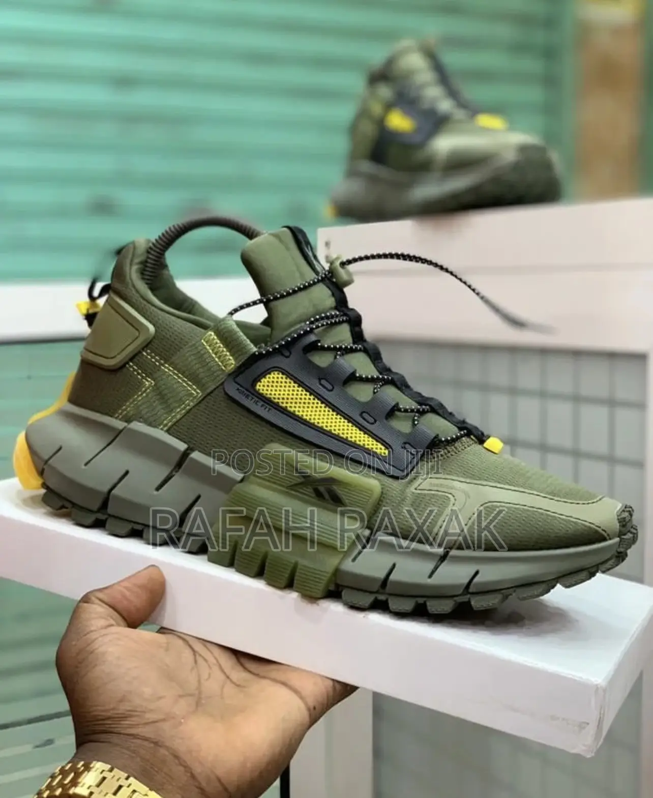 Original Men’S Reebok Zig Kinetica Edge Army Green Sneaker