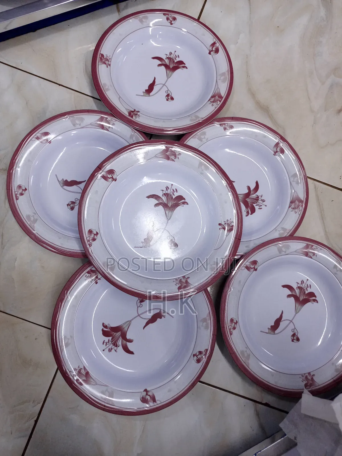 6pcs Heavy Flower Melamine Plates