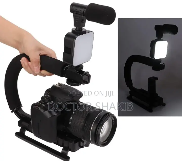 Handle Grip Handheld Camera Stabilizer With Led Light
