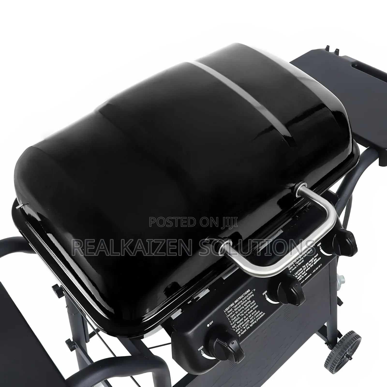 3 Burner Porcelain Coated LPG Gas Grill With Side Shelves