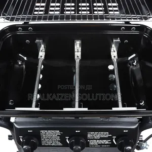 3 Burner Porcelain Coated LPG Gas Grill With Side Shelves