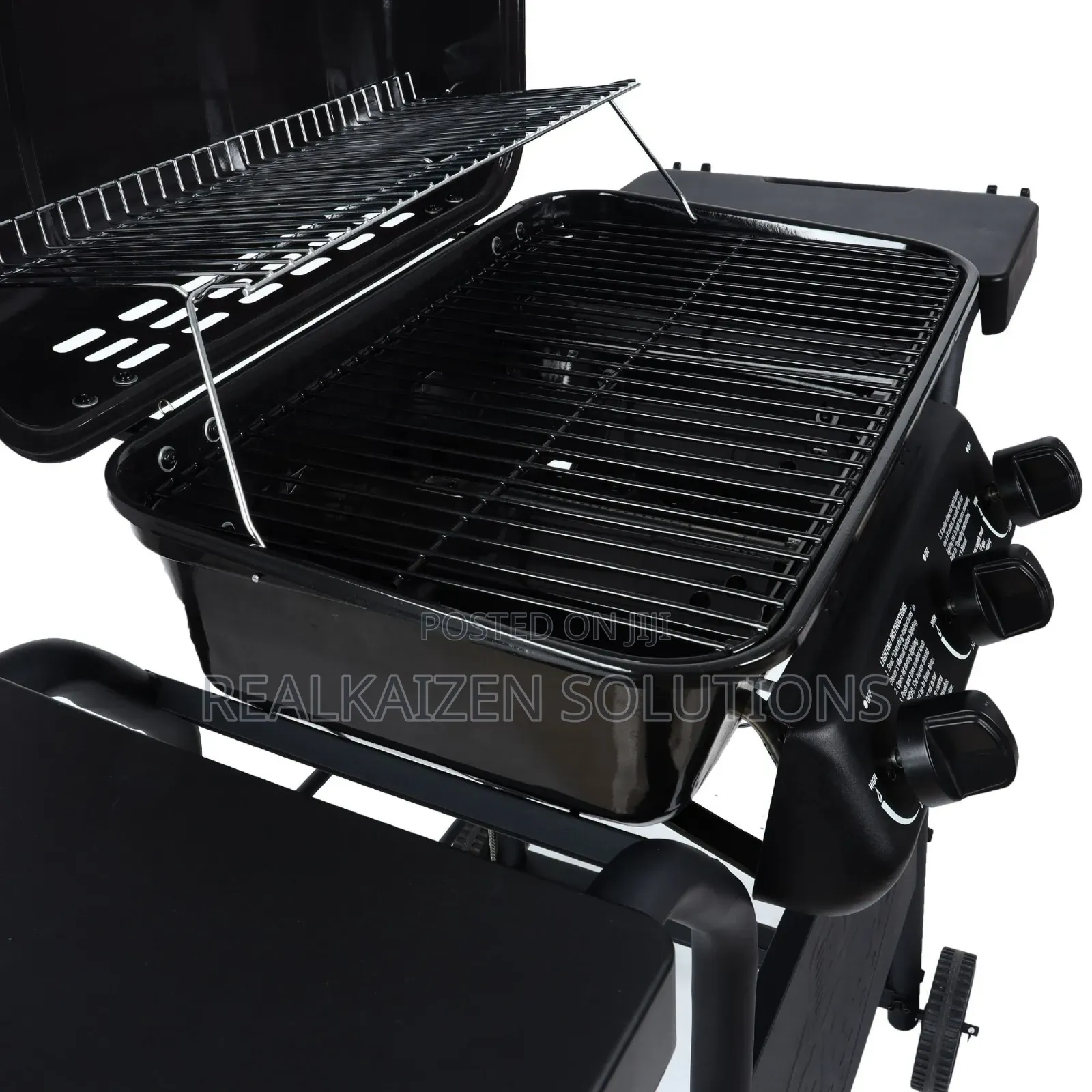 3 Burner Porcelain Coated LPG Gas Grill With Side Shelves