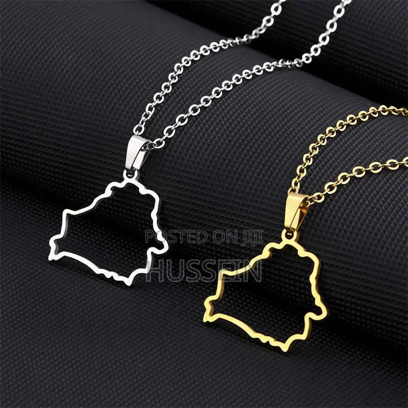 Africa Maps Ethiopian Map Flag Pendant Necklaces