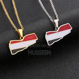 Africa Maps Ethiopian Map Flag Pendant Necklaces