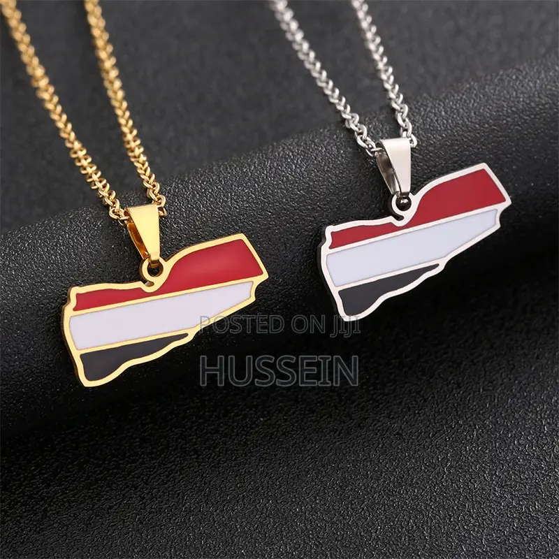 Africa Maps Ethiopian Map Flag Pendant Necklaces