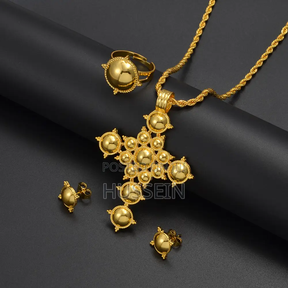 Anniyo Ethiopian Cross Necklace Earrings Rings African