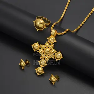 Anniyo Ethiopian Cross Necklace Earrings Rings African