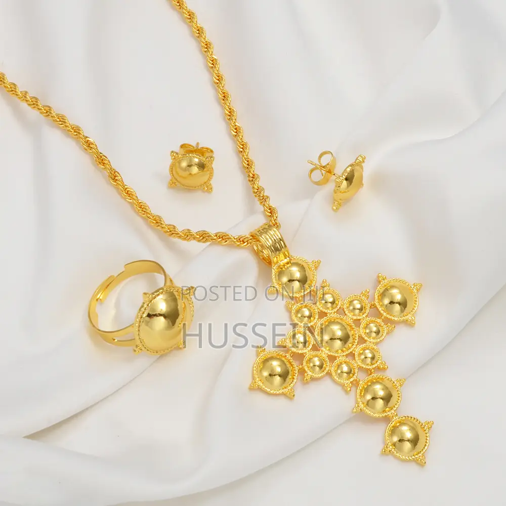 Anniyo Ethiopian Cross Necklace Earrings Rings African