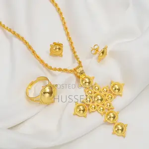 Anniyo Ethiopian Cross Necklace Earrings Rings African