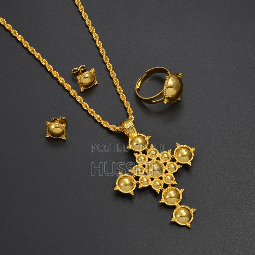 Anniyo Ethiopian Cross Necklace Earrings Rings African