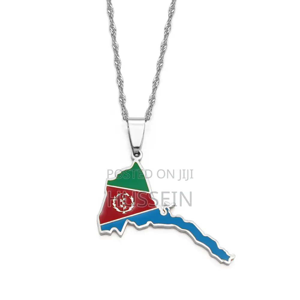 Anniyo Eritrea Map Flag Pendant Thin Necklaces F