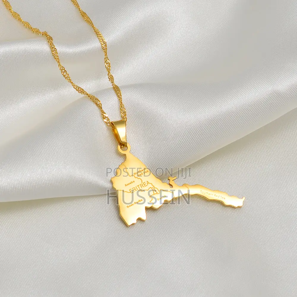 Anniyo Eritrea Map With City Name Pendant Necklaces