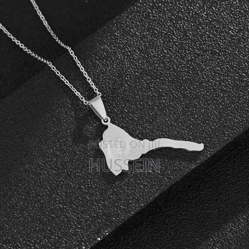 Eritrea Map Flag Pendant Necklaces Stainless Steel