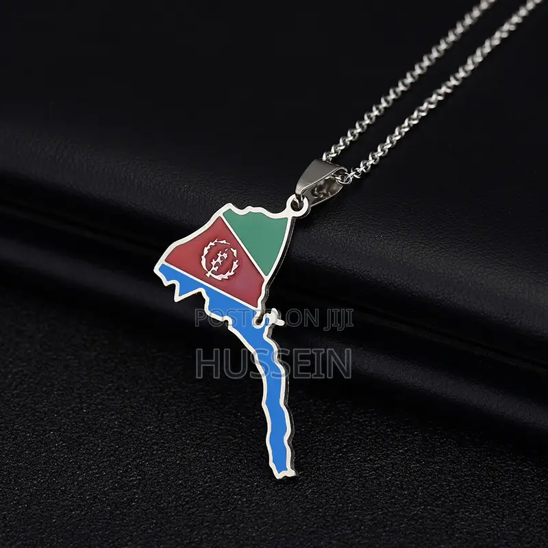 Eritrea Map Flag Pendant Necklaces Stainless Steel