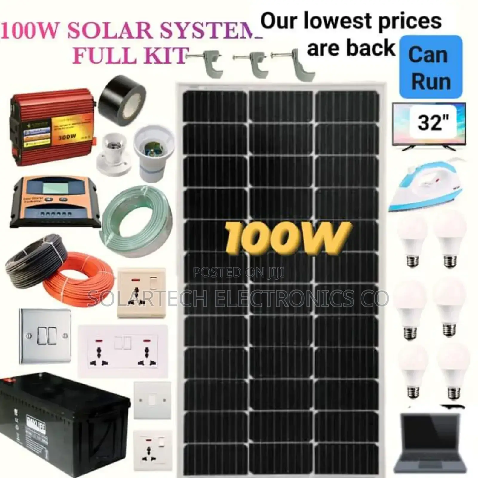 100W Complete Solar Energy System Kit Ez