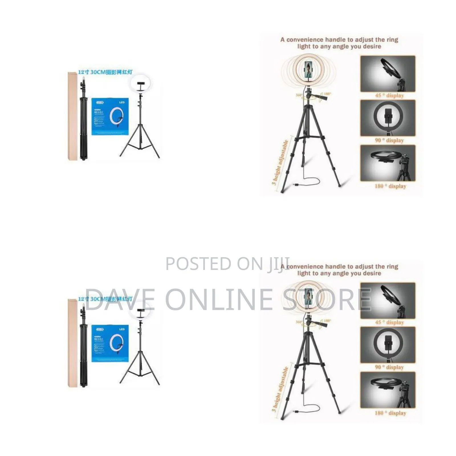12 Inch Ring Light With Stand, for Tik Tok, Youtube, - Black