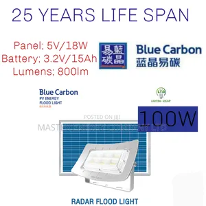 100W Blue Carbon Solar Flood Light Radar Qq